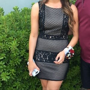 Super cute lulus Black and Tan lace dress
